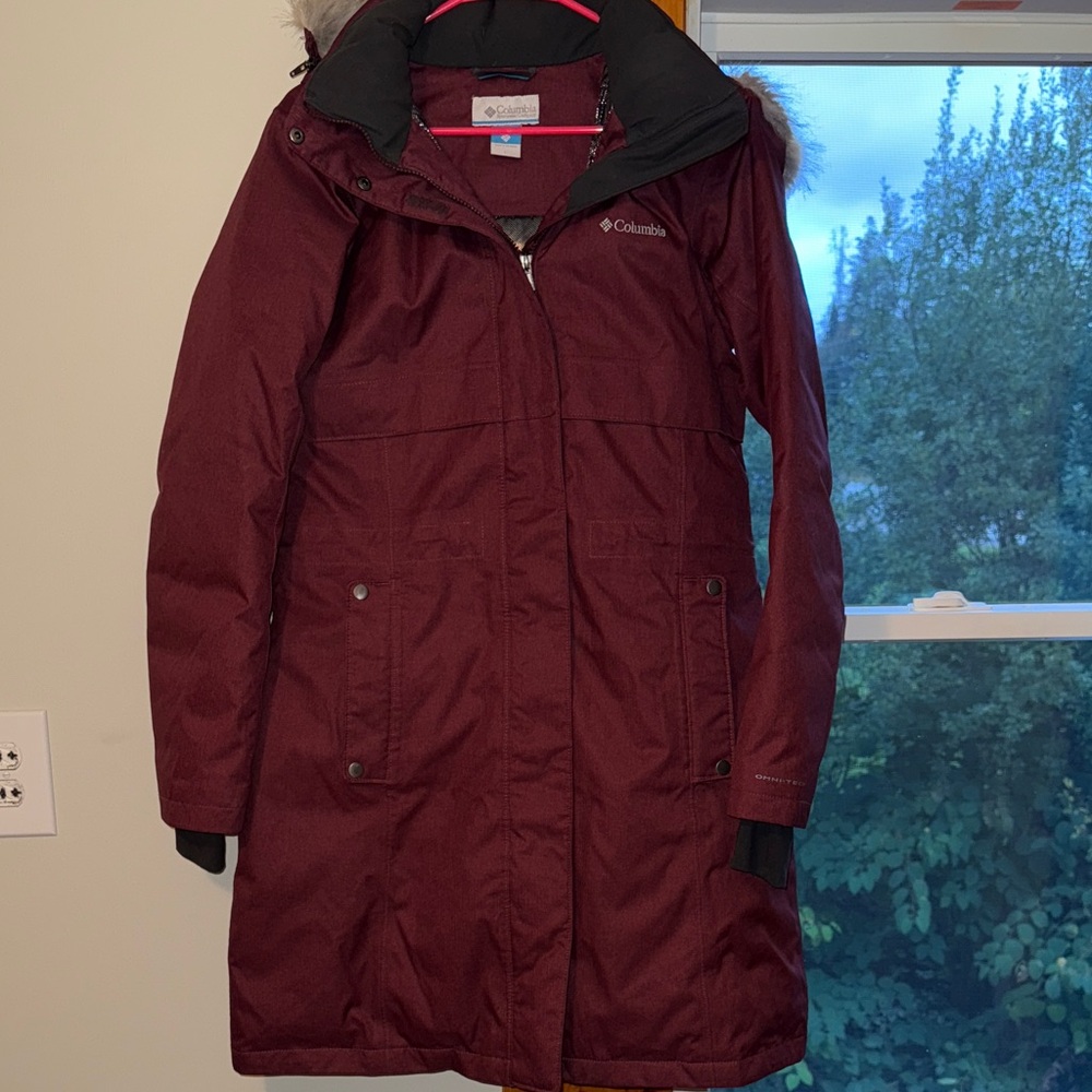 Columbia Women's Deep Maroon Parka with Fur Hood